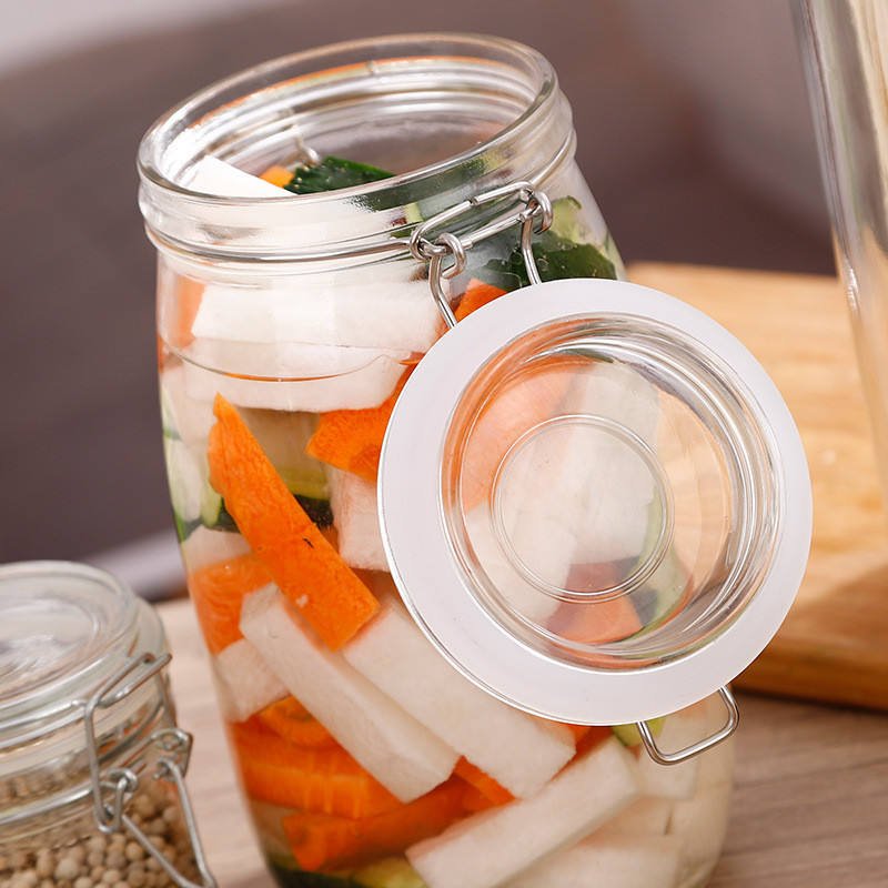Wholesale 500ml 700ml 1000ml Round Shape Airtight Glass Jar Kitchen Use Food Storage Jar