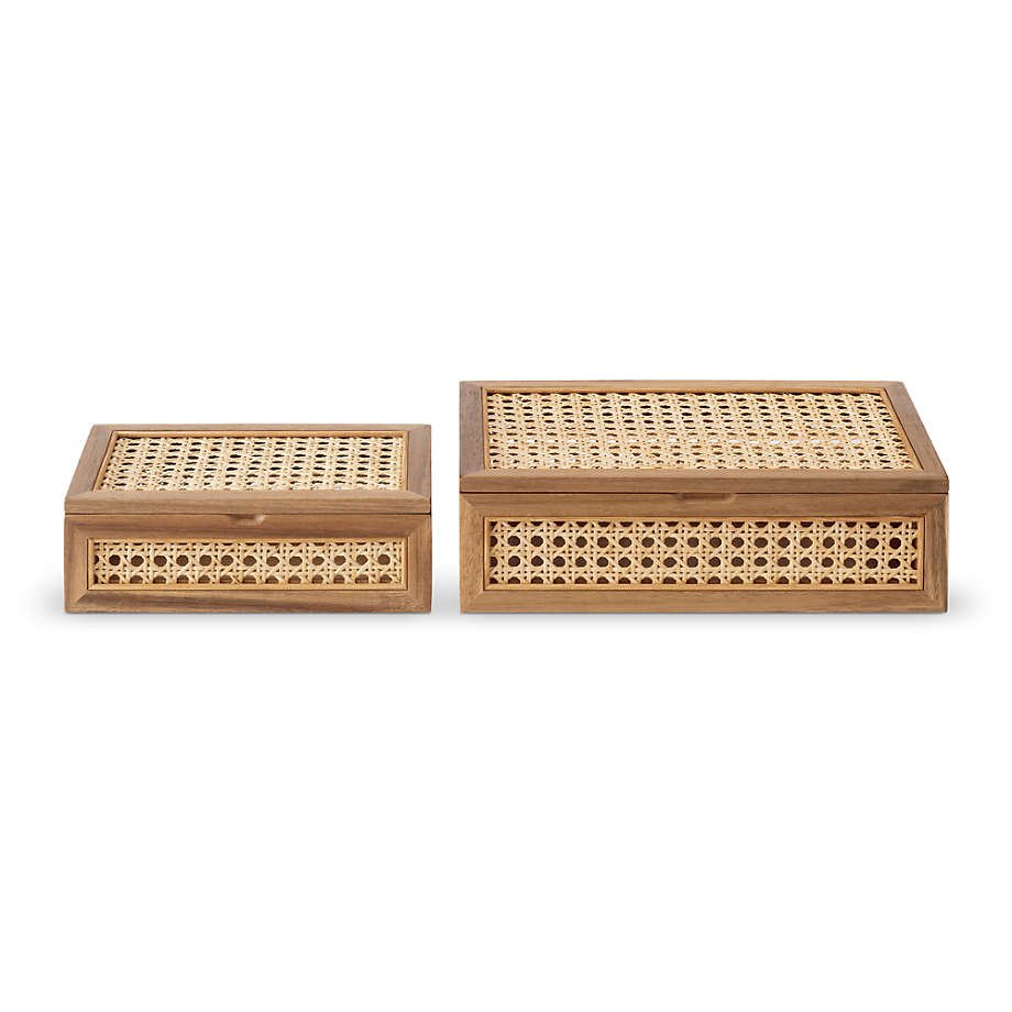 New Designs Rattan Box Cane and Wood Decorative Boxes with Lids OEM Variety of Sizes Handmade from Vietnam