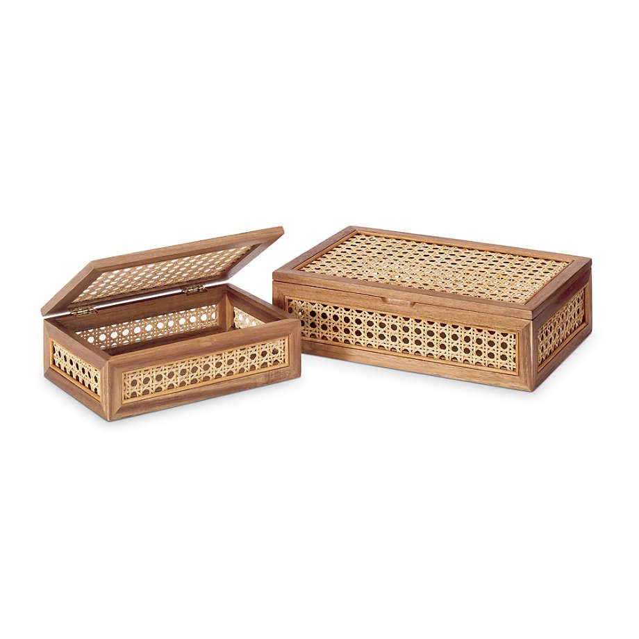 New Designs Rattan Box Cane and Wood Decorative Boxes with Lids OEM Variety of Sizes Handmade from Vietnam
