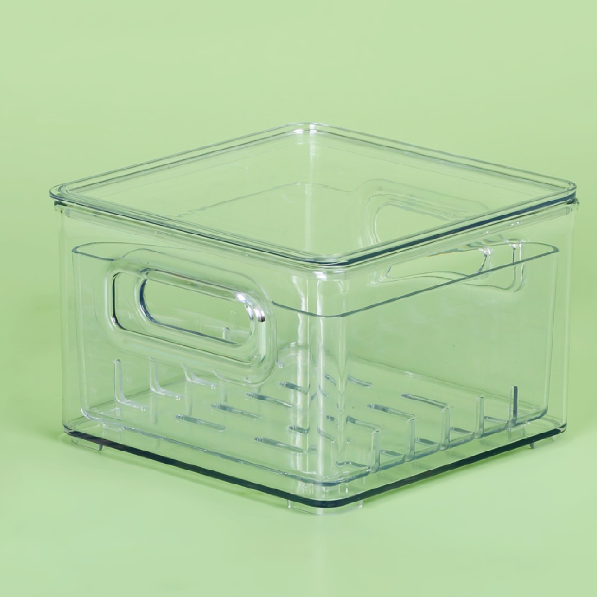 Kitchen Refrigerator Square Fruit Vegetable Plastic Crisper Separated Drain Food Storage Boxes & Bins