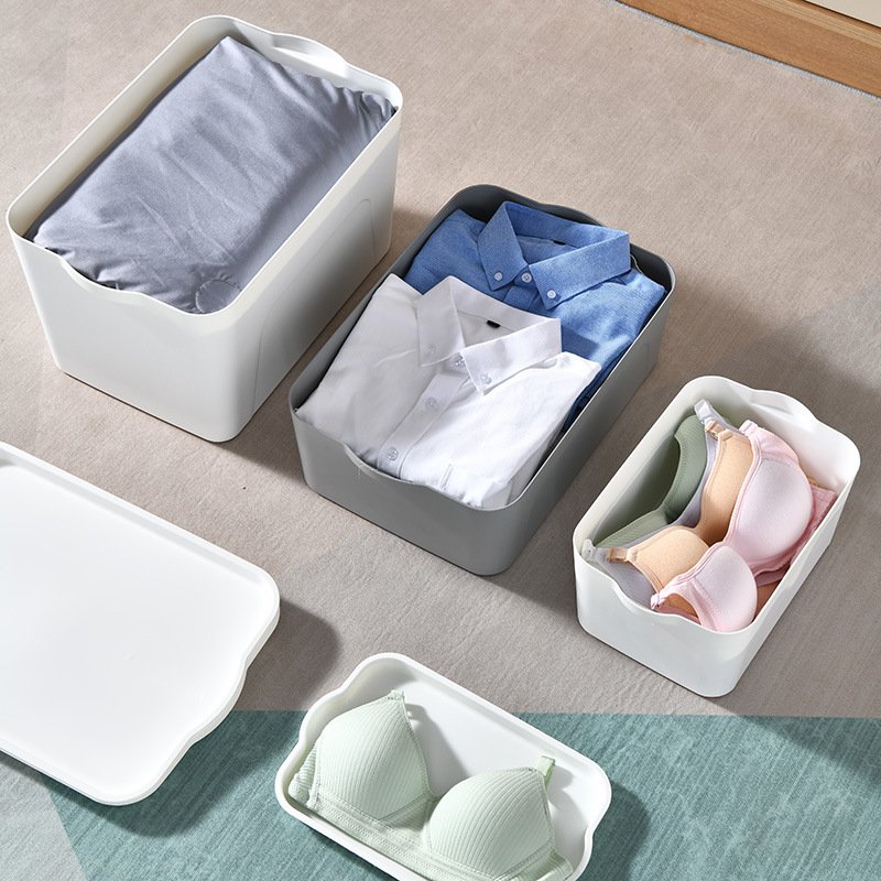 Kitchen Bedroom Pantry Cosmetics and Snacks Stackable Lidded Plastic Storage Bins