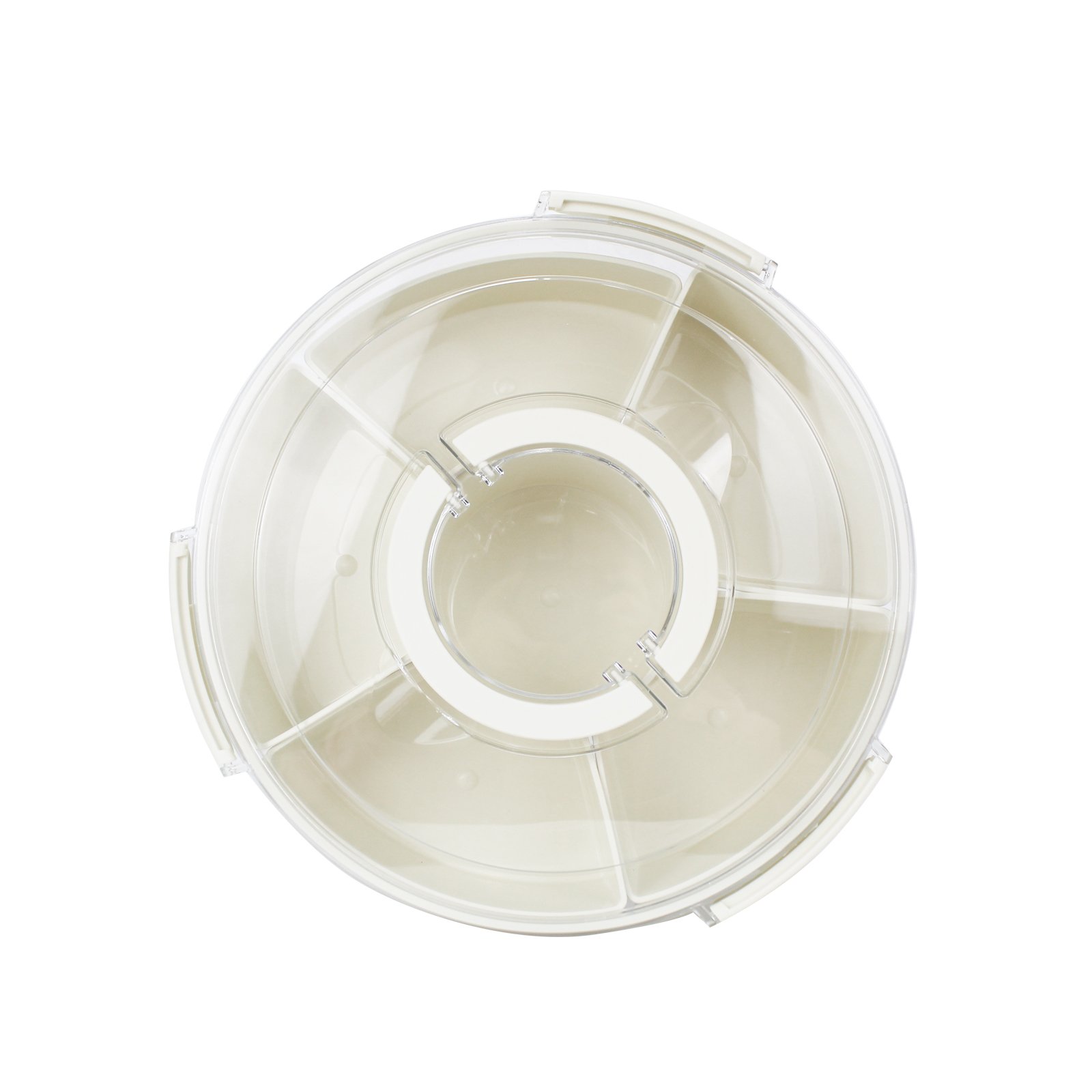 Round Divided Serving Tray With Lid And Handle Portable Snack 6 Compartment Keeping Food Storage Snack Box Container