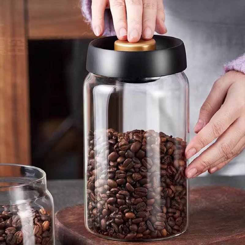 Glass Storage jars Multifunctional vacuum glass sealed jars are used for kitchen food storage and coffee bean storage