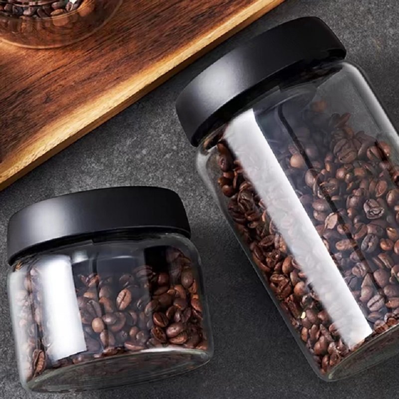 Glass Storage jars Multifunctional vacuum glass sealed jars are used for kitchen food storage and coffee bean storage