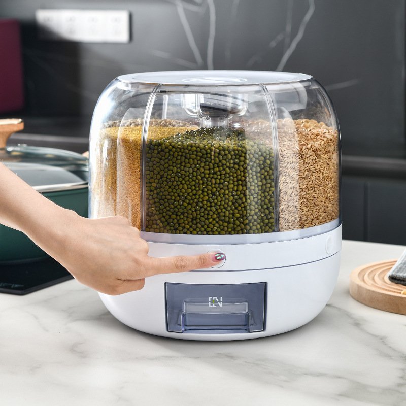 Dry Food Rotating Large Storage Container Grain Case Clear Rotatable Rice Dispenser Storage Box
