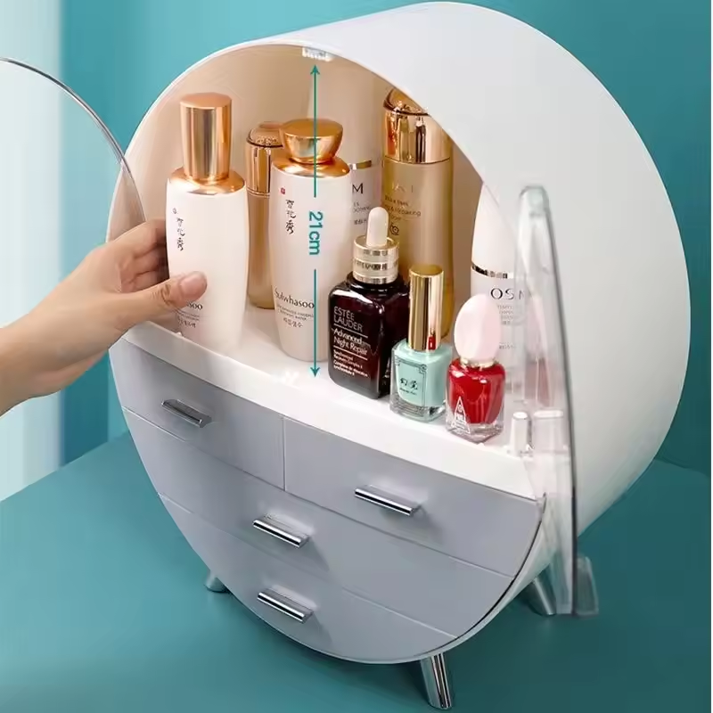Luxury Cosmetic Organizer Dust Water Proof Bins Makeup Storage Box with Drawers and Lipstick Holder Make Up Organizer Box