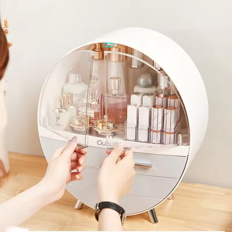 Luxury Cosmetic Organizer Dust Water Proof Bins Makeup Storage Box with Drawers and Lipstick Holder Make Up Organizer Box