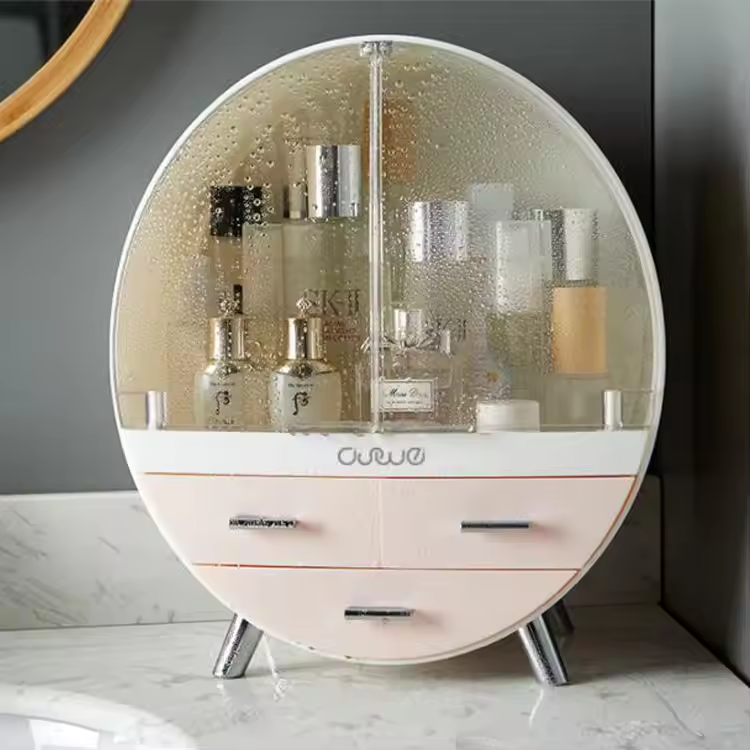 Luxury Cosmetic Organizer Dust Water Proof Bins Makeup Storage Box with Drawers and Lipstick Holder Make Up Organizer Box
