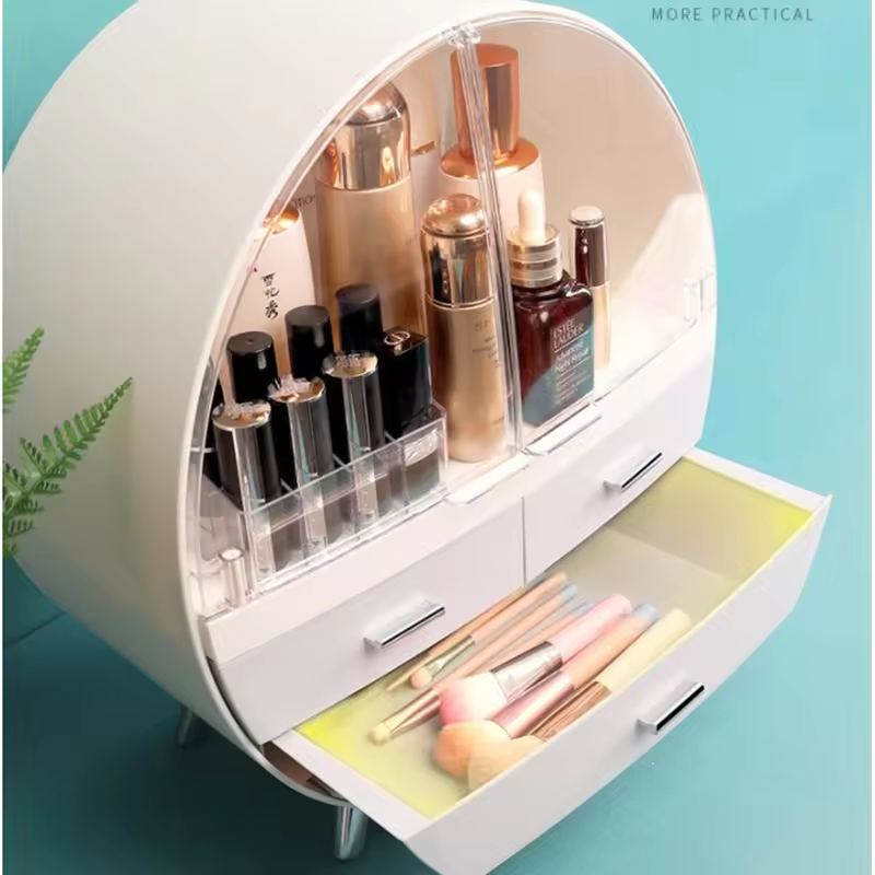 Luxury Cosmetic Organizer Dust Water Proof Bins Makeup Storage Box with Drawers and Lipstick Holder Make Up Organizer Box