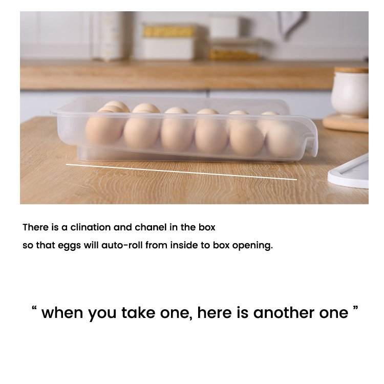 Big Volume Transparent Food Storage Container Auto-Roll Egg Kitchen Storage Box