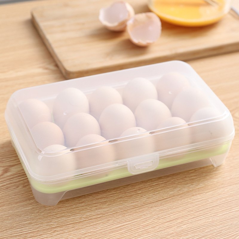 kitchen friger egg storage organizer egg holder containers clear plastic refrigerator 15 grid egg storage box