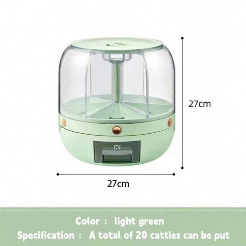 Mairun Rice Dispenser Kitchen Moisture-Proof 6-Grid Rotating Food Grain Dispenser Cereal Rice Container Dispenser Storage Box