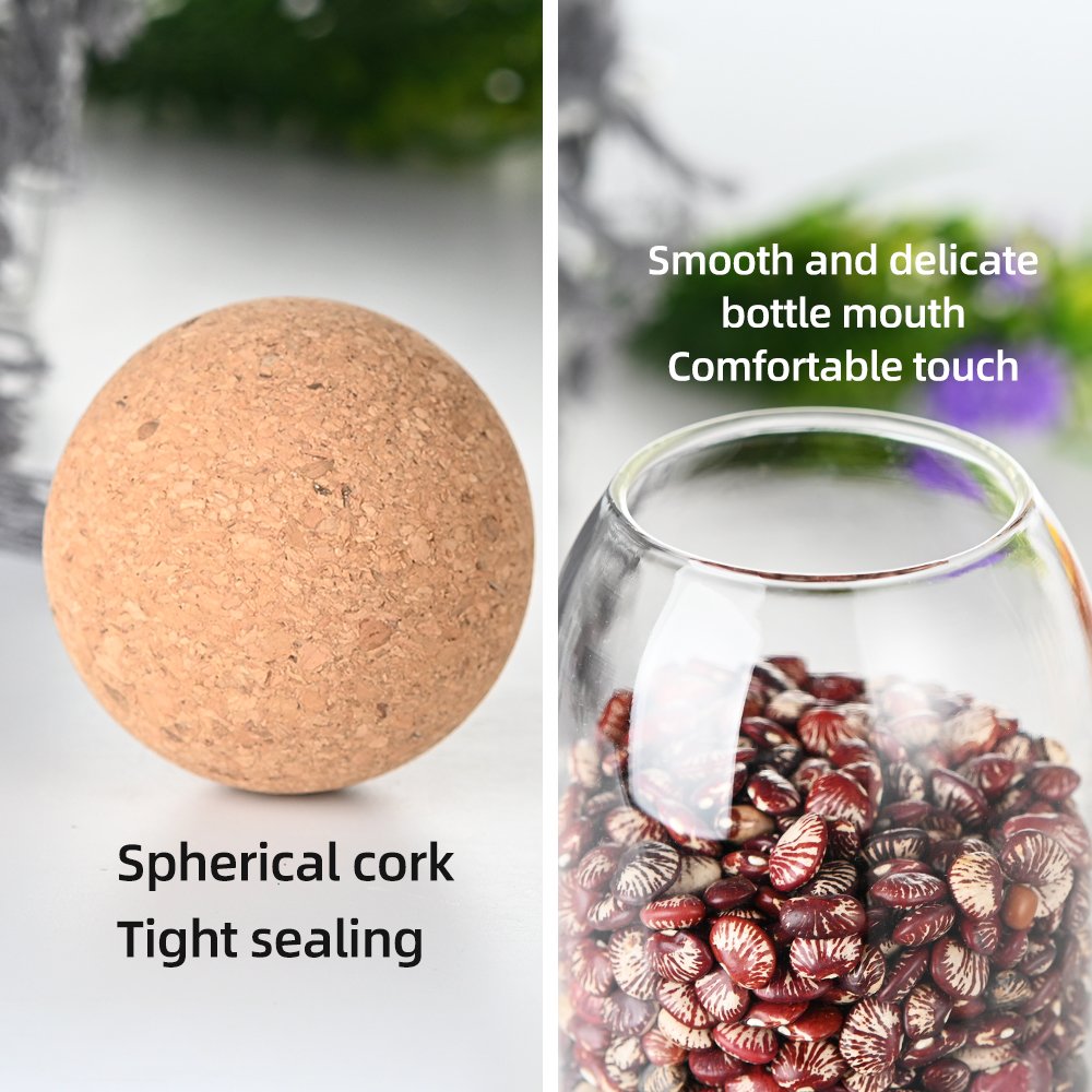 China wholesale hand blown 3 piece set high borosilicate kitchen glass food storage jars set with cork ball lid