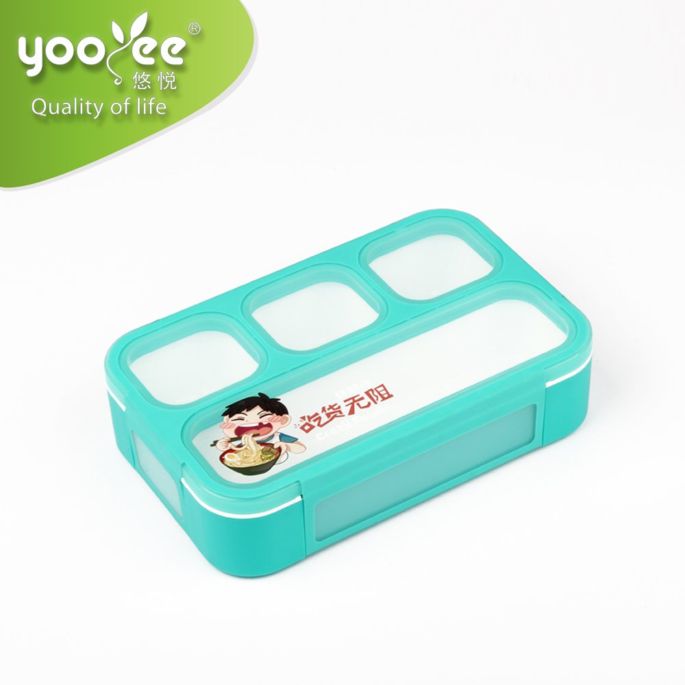 YOOYEE Leakproof Totally Mini Lunch Box Storage Boxes & Bins Plastic Household Usage Crazy Foodie for Kids Brand 4 Compartment