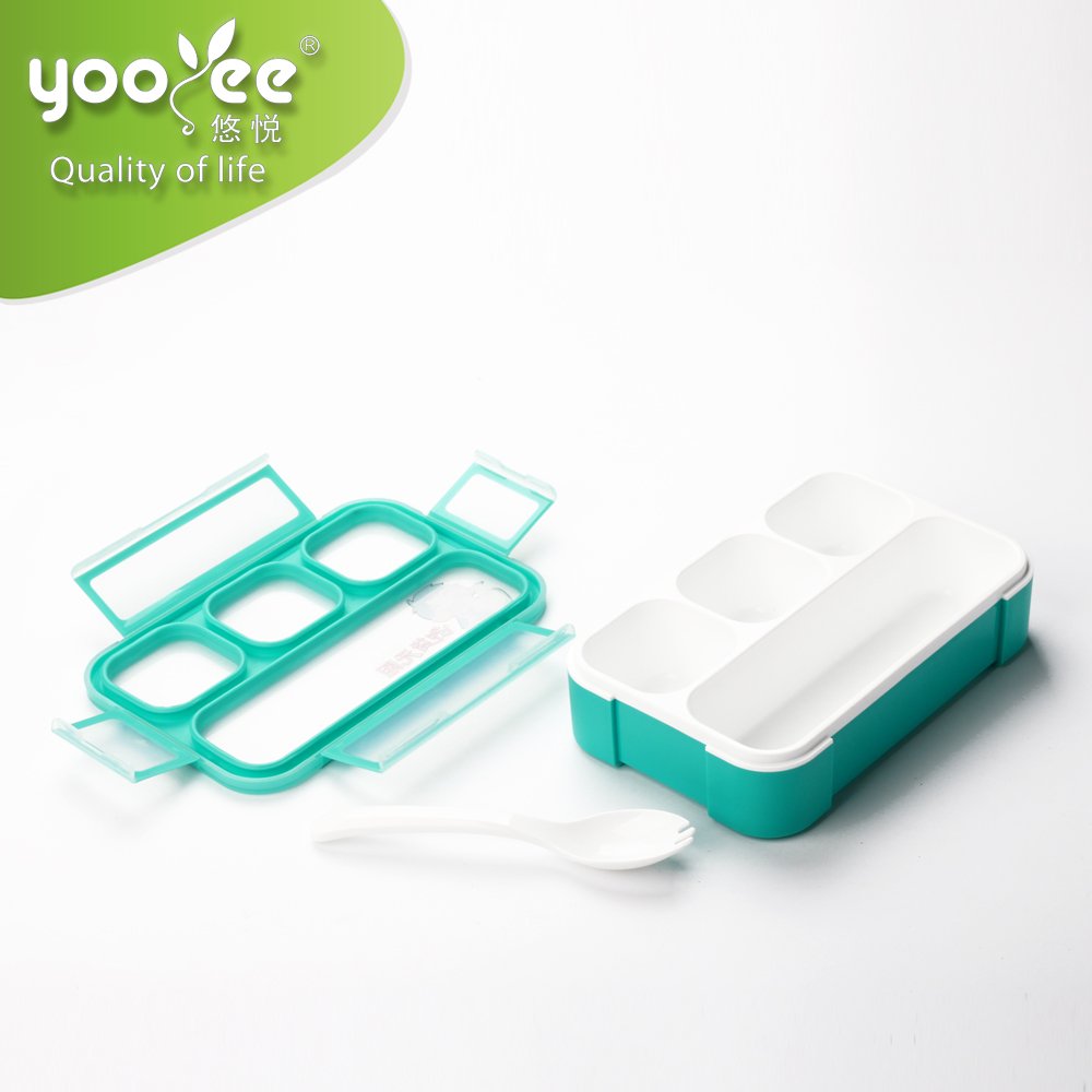 YOOYEE Leakproof Totally Mini Lunch Box Storage Boxes & Bins Plastic Household Usage Crazy Foodie for Kids Brand 4 Compartment