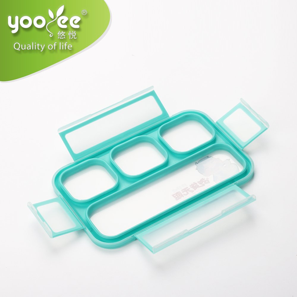 YOOYEE Leakproof Totally Mini Lunch Box Storage Boxes & Bins Plastic Household Usage Crazy Foodie for Kids Brand 4 Compartment