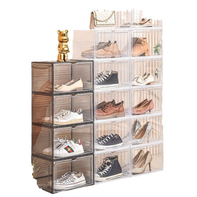 Classic Design Plastic Storage Box Foldable Rectangle Shoe Case Organizer Functional and Giant Shoe Storage Case