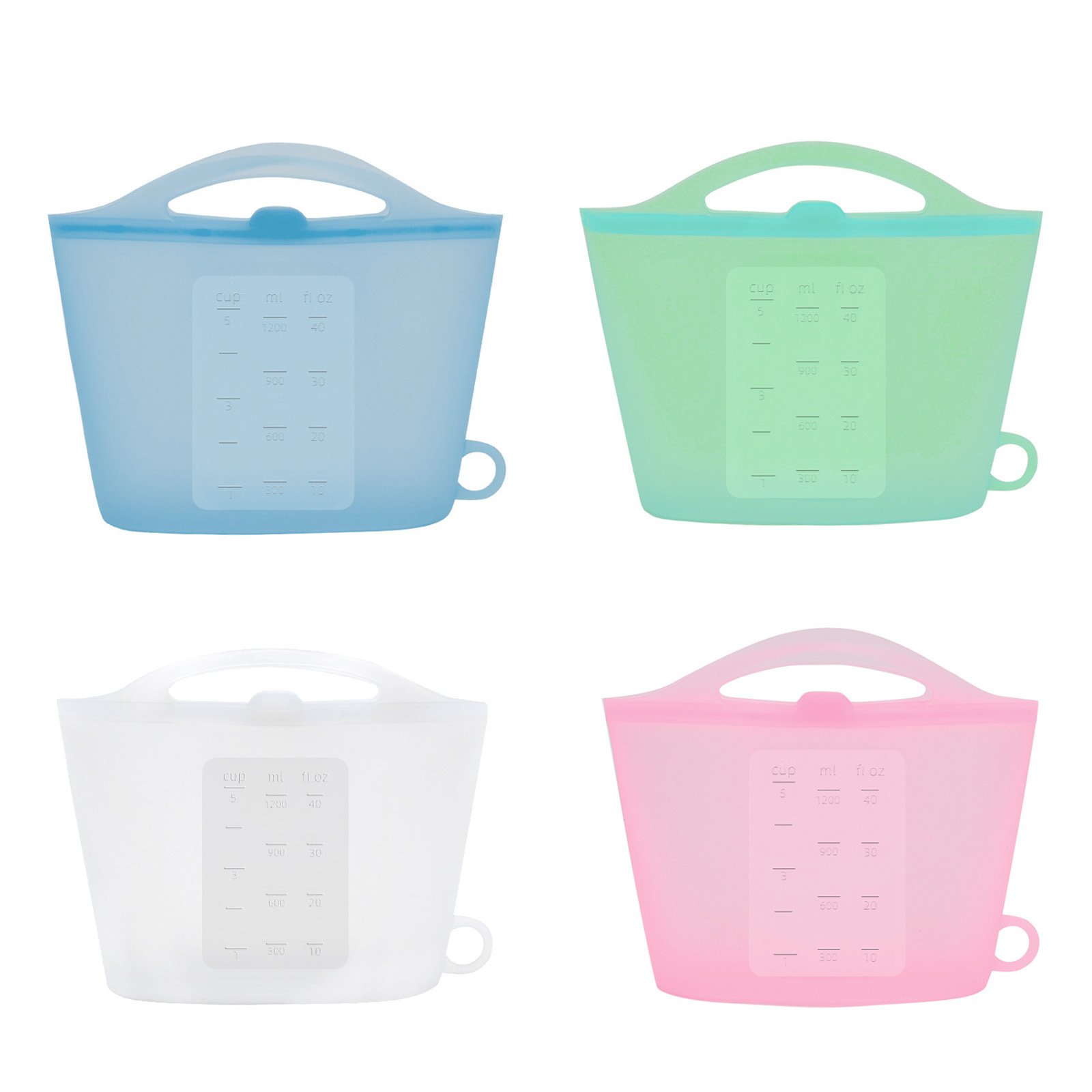 Microwaveable & Reusable Leakproof 1000ml/1200ml Food Grade Silicone Fresh-Keeping Zipper Bag Food Storage Freezer Bag