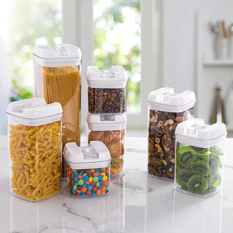 BPA Free Premium Plastic Rectangular Food Storage Containers Set Modern Design Airtight Lids Disposable Kitchenware Fresh 3pcs