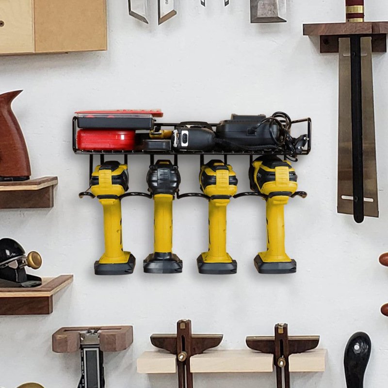 Cheap 2 Layers Stable Heavy Duty Utility Power Tool Storage Organizer Rack Wall Tool Holder For Handheld Garage Storage