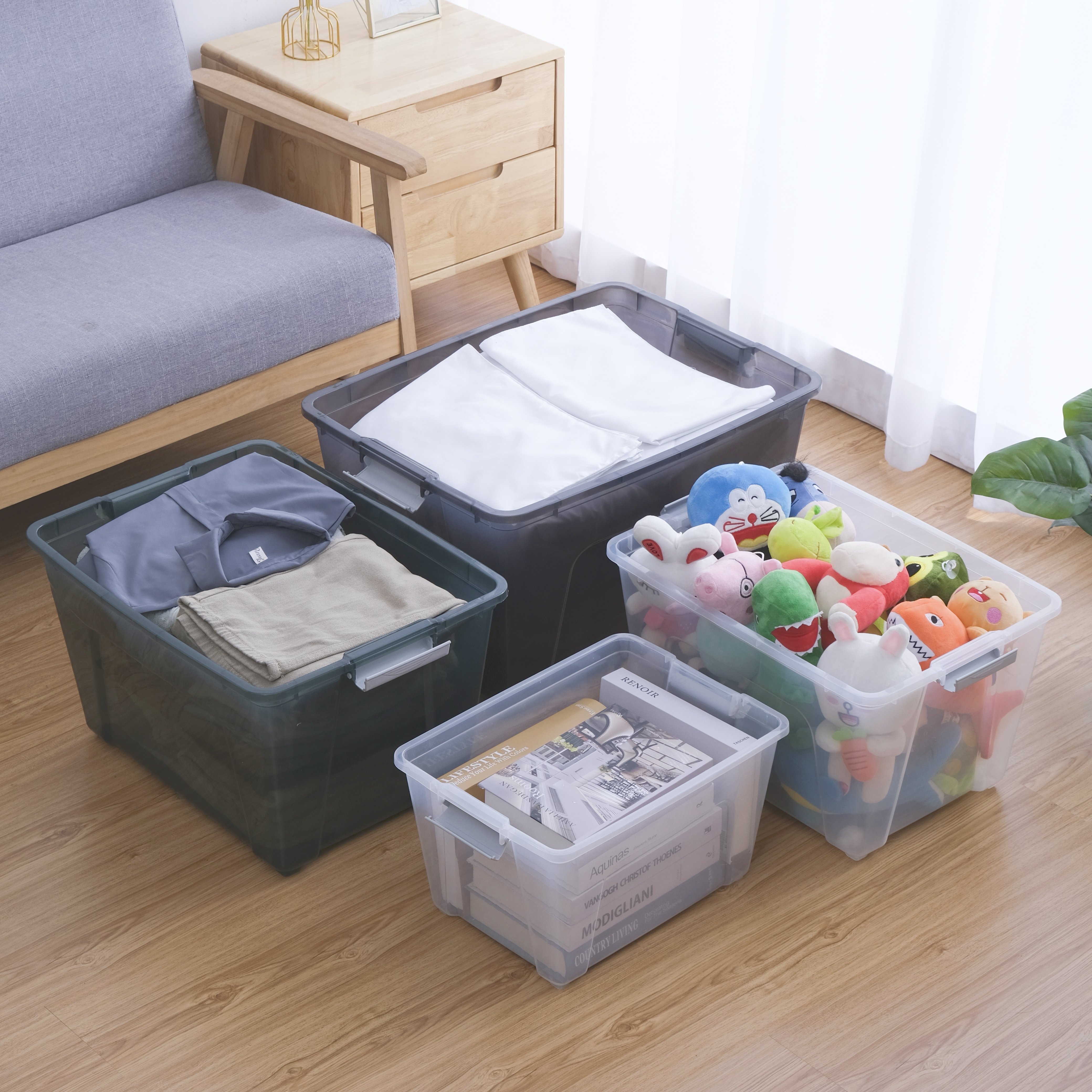 25L/45L/65L/85L plastic storage box toy organizer plastic storage containers plastic bins toy storage box with wheels