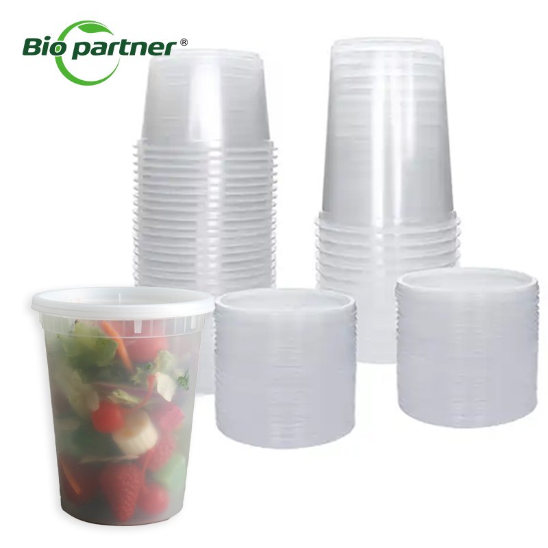 Manufacturer 16oz Food Storage PP Plastic Deli Cup Container Disposable Lunch Box Salad Deli Container With Clear Lid