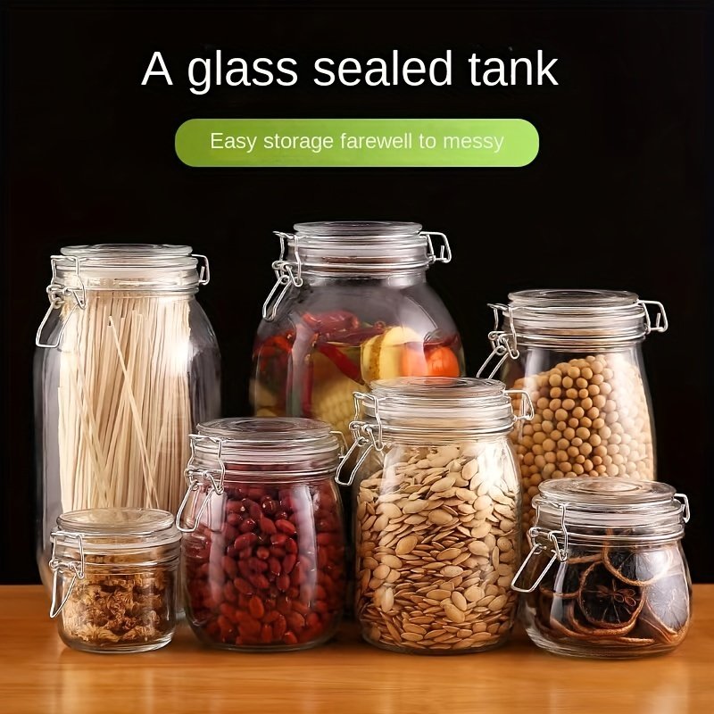 YOLOME HOME 70 oz Square Glass Food Storage Jar Set Kitchen Storage with Seal Clamp Lid for Cereal Coffee Pasta Jars