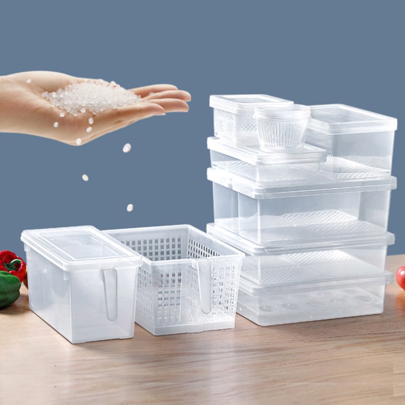 Wholesale Logo Kitchen Fridge Organizer Case Removable Drain Plate Tray For Keep Fruits Meat Fish Useful Food Fresh Storage Box
