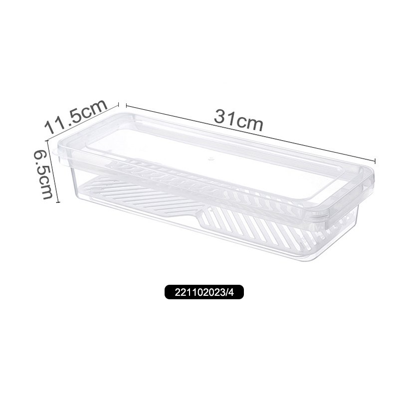 Wholesale Logo Kitchen Fridge Organizer Case Removable Drain Plate Tray For Keep Fruits Meat Fish Useful Food Fresh Storage Box