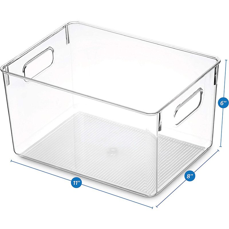 8 Piece Integrated Kitchen Refrigerator Organizer Bins Transparent PET Stackable Food Refrigerator Storage Box