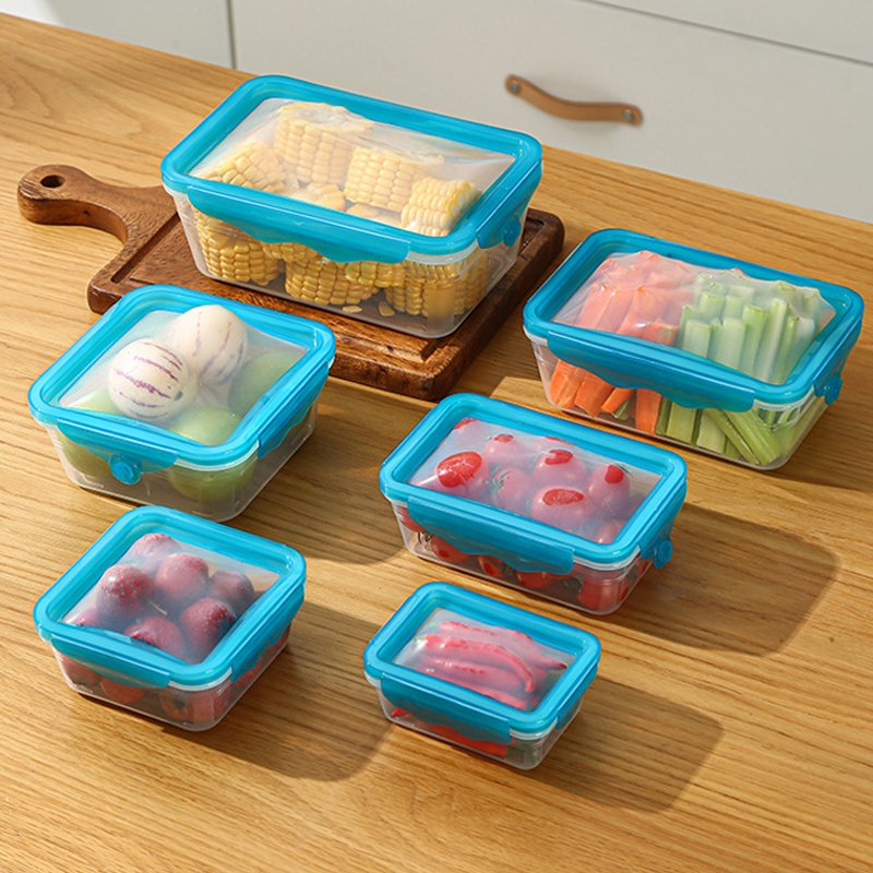 Silicone transparent preservation box household soft cover plastic sealing box large storage refrigerator fruit storage box