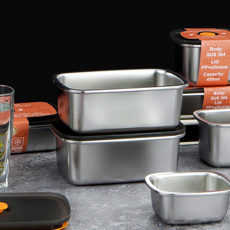 New Fresh Preservation Steel Food Storage 3000ml Plastic Lid Food Stainless Steel Container Box