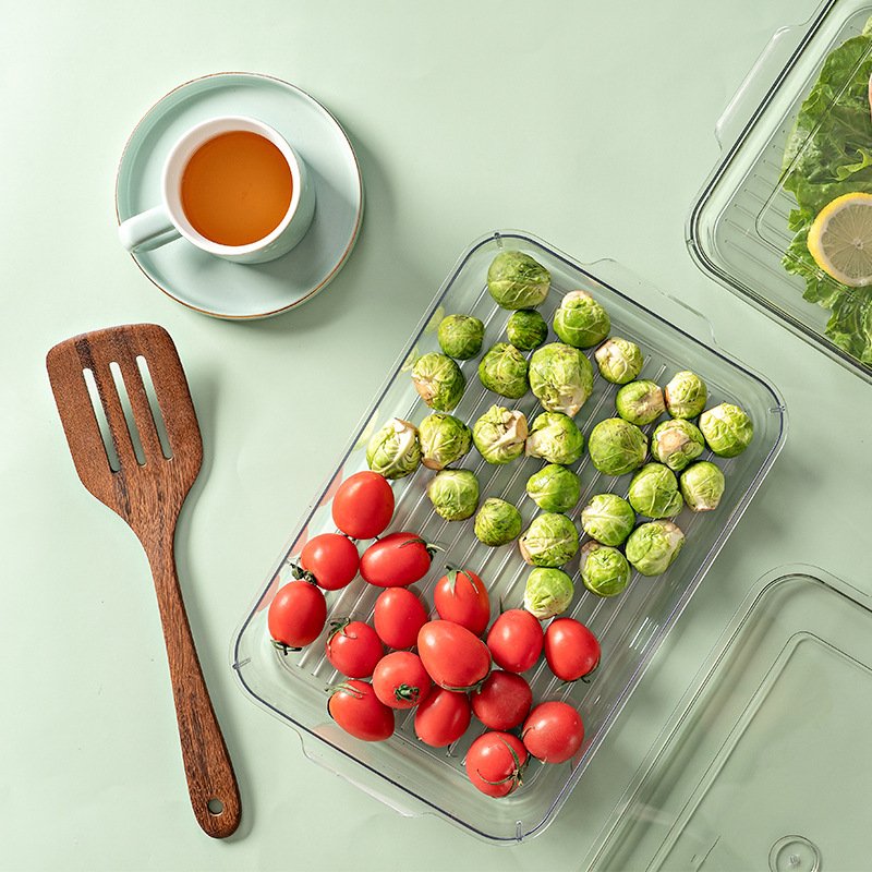 E111 Stackable PET Refrigerator Organizer Bins Freezer Food Storage Container Clear Transparent Plastic Fridge Food Storage Box