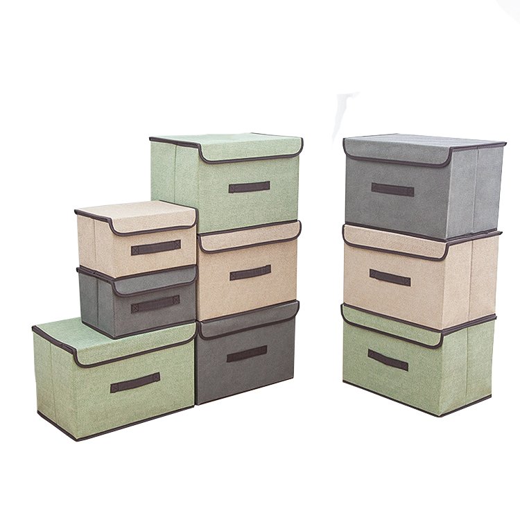 Household collapsible non woven fabric storage boxes toys clothes wardrobe organizer foldable large storage bins with lids
