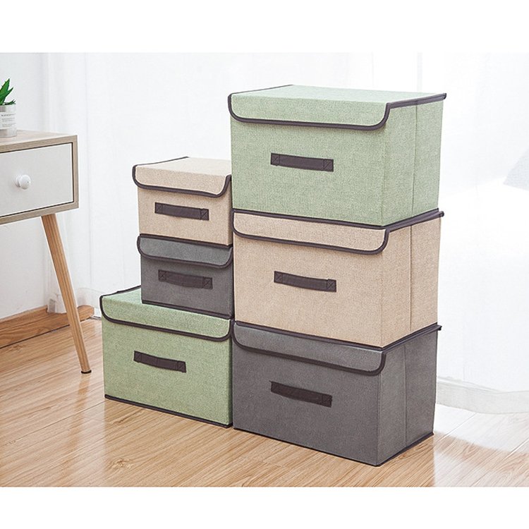 Household collapsible non woven fabric storage boxes toys clothes wardrobe organizer foldable large storage bins with lids
