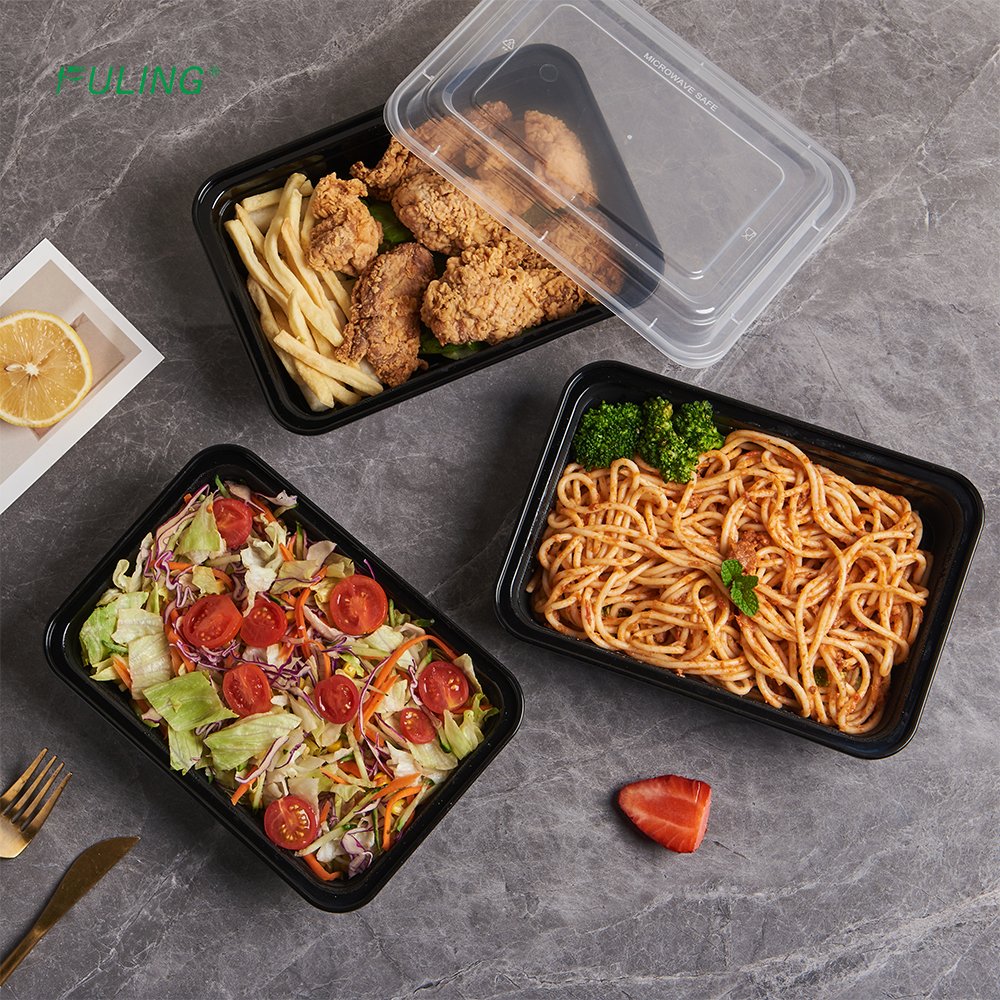 FULING Microwave Tight Seal 24/26/28/32 oz Take Out Container Lunch Box Disposable Plastic Meal Prep Containers Food Takeaway