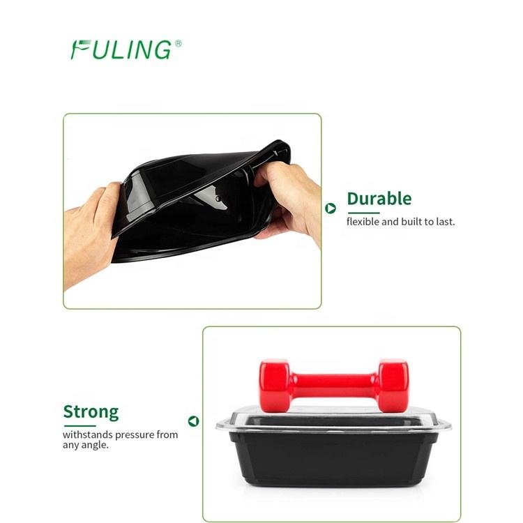 FULING Microwave Tight Seal 24/26/28/32 oz Take Out Container Lunch Box Disposable Plastic Meal Prep Containers Food Takeaway