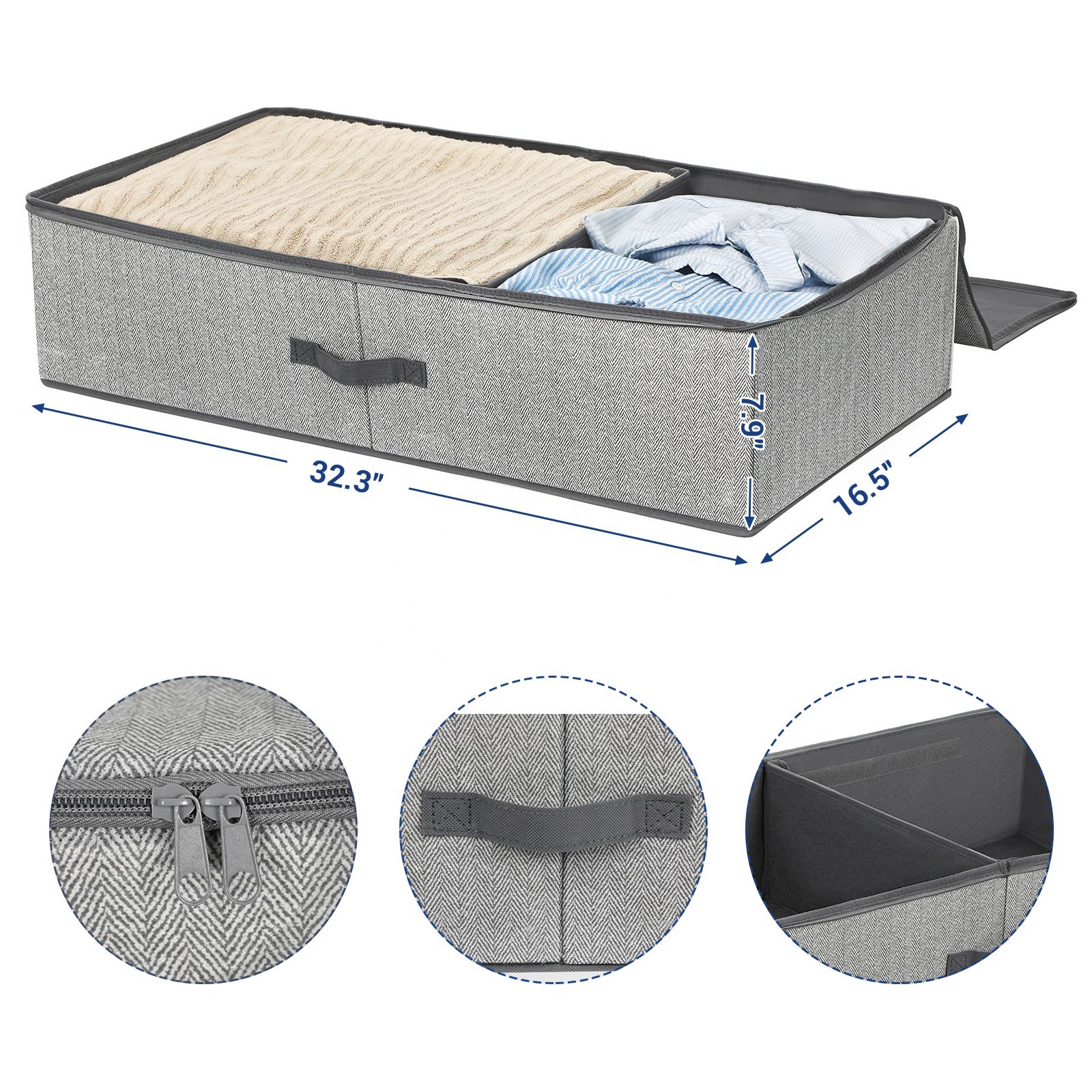 SONGMICS Underbed Storage Bag Foldable Wardrobe Organiser for Clothes Sheets Blankets Under Bed Storage Boxes