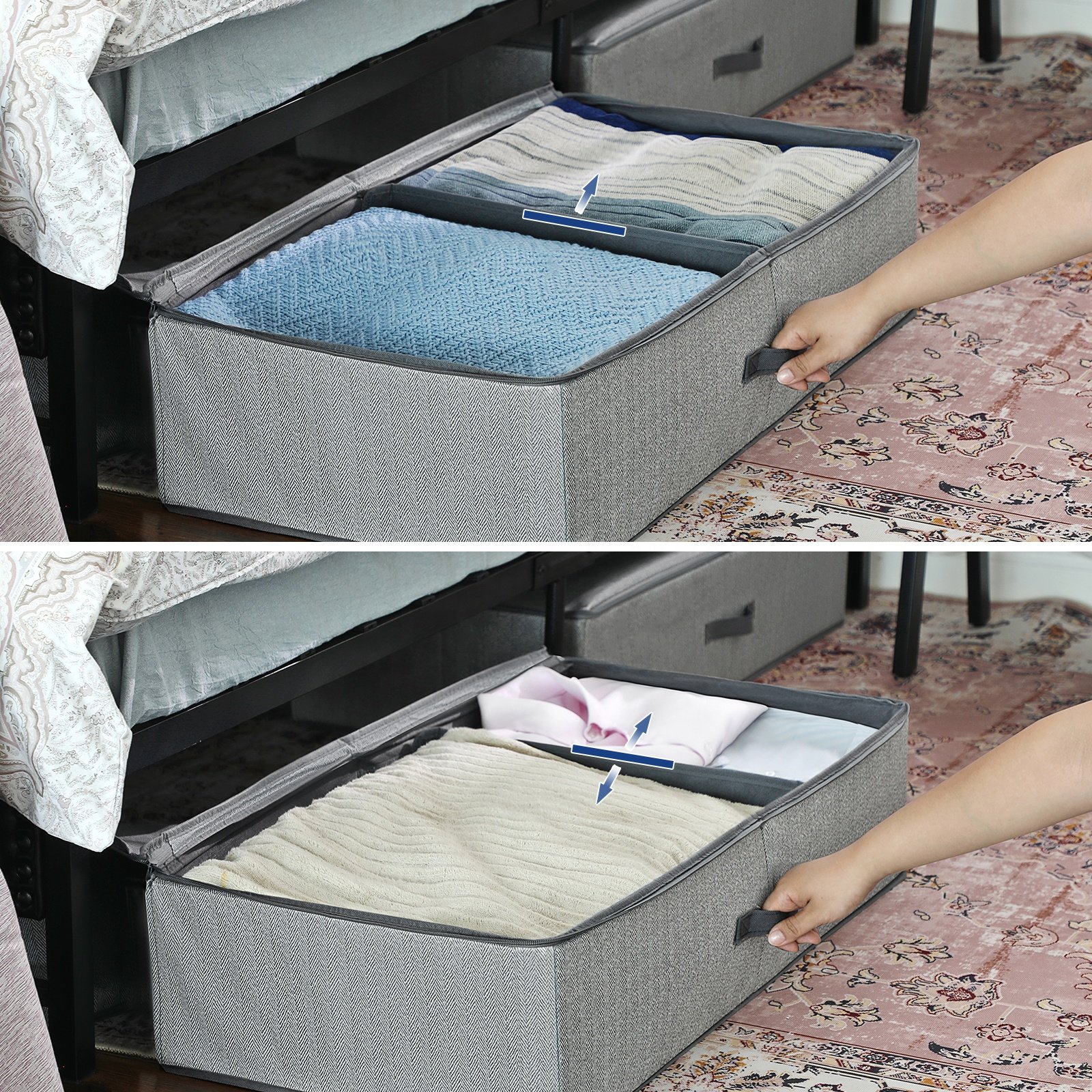 SONGMICS Underbed Storage Bag Foldable Wardrobe Organiser for Clothes Sheets Blankets Under Bed Storage Boxes