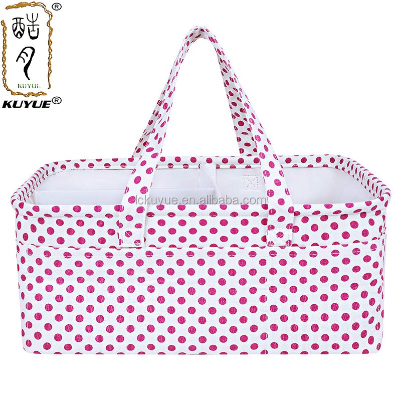 KUYUE Canvas Foot Pattern Diaper Basket, Caddy Diaper Organizer Fabric Storage Boxes & Bins Foldable Opp Bag Grey CLASSIC Gray