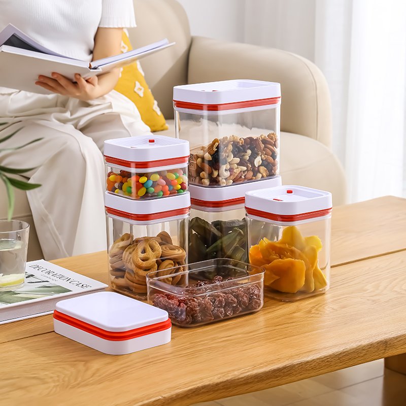 BPA-Free Plastic Vacuum Grain Organizer Pop Up Airtight Food Storage Containers for Kitchen