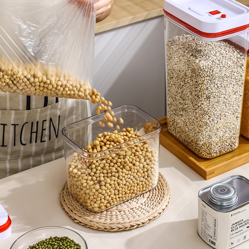 BPA-Free Plastic Vacuum Grain Organizer Pop Up Airtight Food Storage Containers for Kitchen