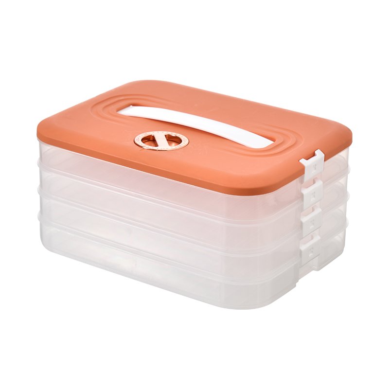 Durable Colorful Multi layer Stackable Plastic Refrigerator Dumpling Storage Box Food Storage Container With a Lid