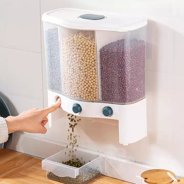 Household Rice Bucket Moisture-Proof Insect-Proof Wall-Moiunted Cereals Dry Food Storage Container Box