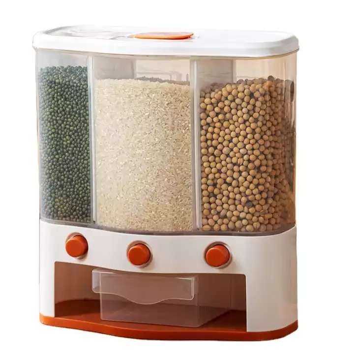 Household Rice Bucket Moisture-Proof Insect-Proof Wall-Moiunted Cereals Dry Food Storage Container Box