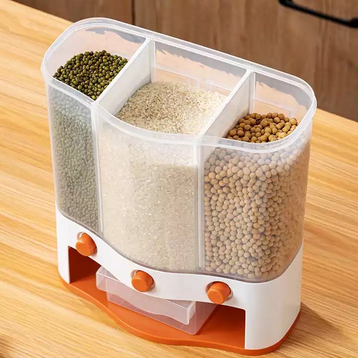 Household Rice Bucket Moisture-Proof Insect-Proof Wall-Moiunted Cereals Dry Food Storage Container Box
