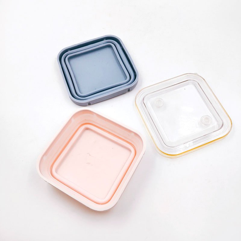 Real Food Grade Microwaveable LFGB Portable foldable silicone lunch box collapsible silicone food storage container