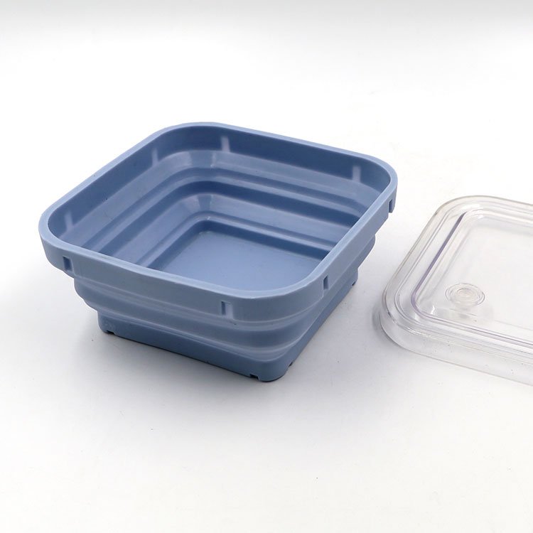 Real Food Grade Microwaveable LFGB Portable foldable silicone lunch box collapsible silicone food storage container