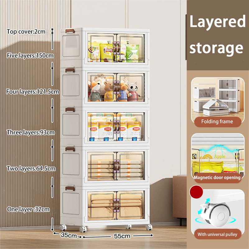 HSPP02 Foldable drawer storage cabinet movable household storage box living room storage cabinet for snacks toys sundries