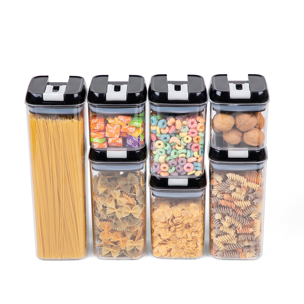 BPA Free 7-Piece Set Air Tight Easy Open Lids Cereal Seal Pot Dry Food Storage Containers for Pantry Organization
